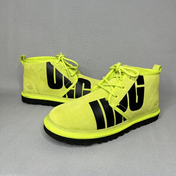 New Mens UGG Boots Sz 10 Neumel Chukka Key Lime Green Black Graphic Logo 1128215 - Picture 1 of 16